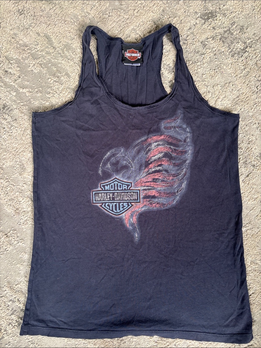 Harley-Davidson Womens Black Racerback Tank with Red Graphic